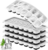 Tohsssik Stackable Silicone Ice Cube Trays 5 Pack with Lids - Easy Release BPA-Free for Cocktails, Whiskey, Coffee & Drinks - Black