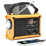 NOAA Weather Radio-12000mAh/44400mWh AM/FM Emergency Portable Radio with Solar Panel/Hand Crank/AC Input Rechargeable Battery and Flashlight SOS Siren Lamp for Indoor/Outdoor Emergencies