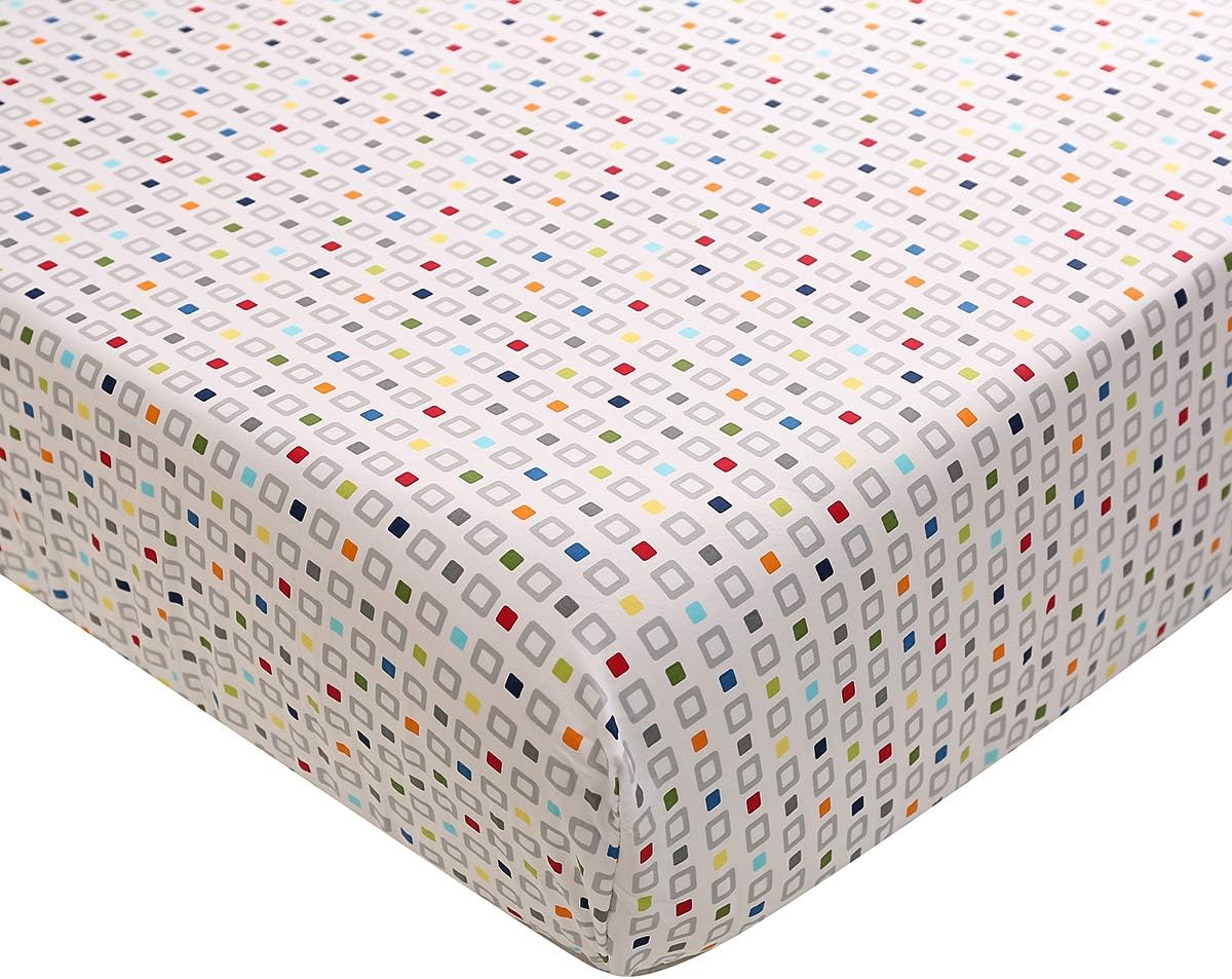 2 PCs Navy Blue Geometry Nursery Crib Bedding Set Quilt + Fitted Sheet Baby Boy Geometric Pattern Cot Bedding Set