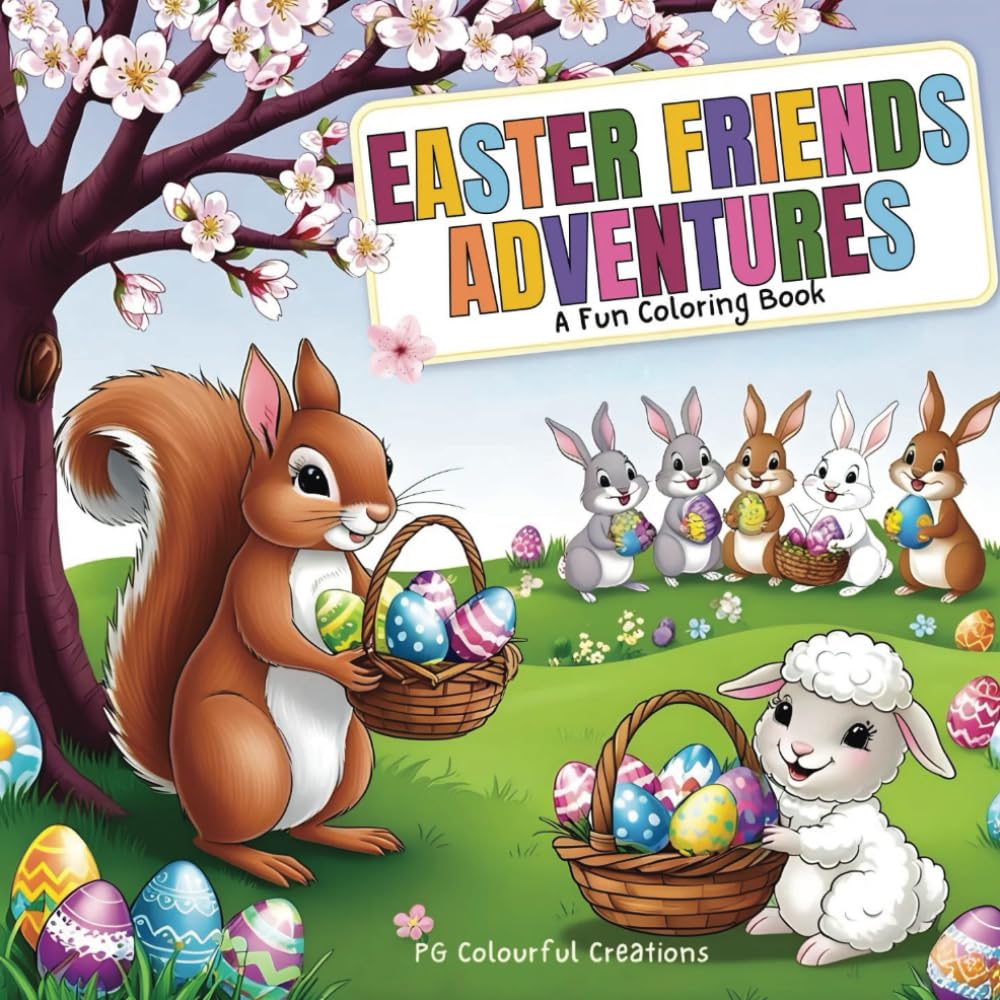 Easter Friends Adventure: A Fun Easter Coloring Book for Kids, Teens & Adults: 40 Unique Springtime Animal Pages to Color (Festive Moments Coloring Series)