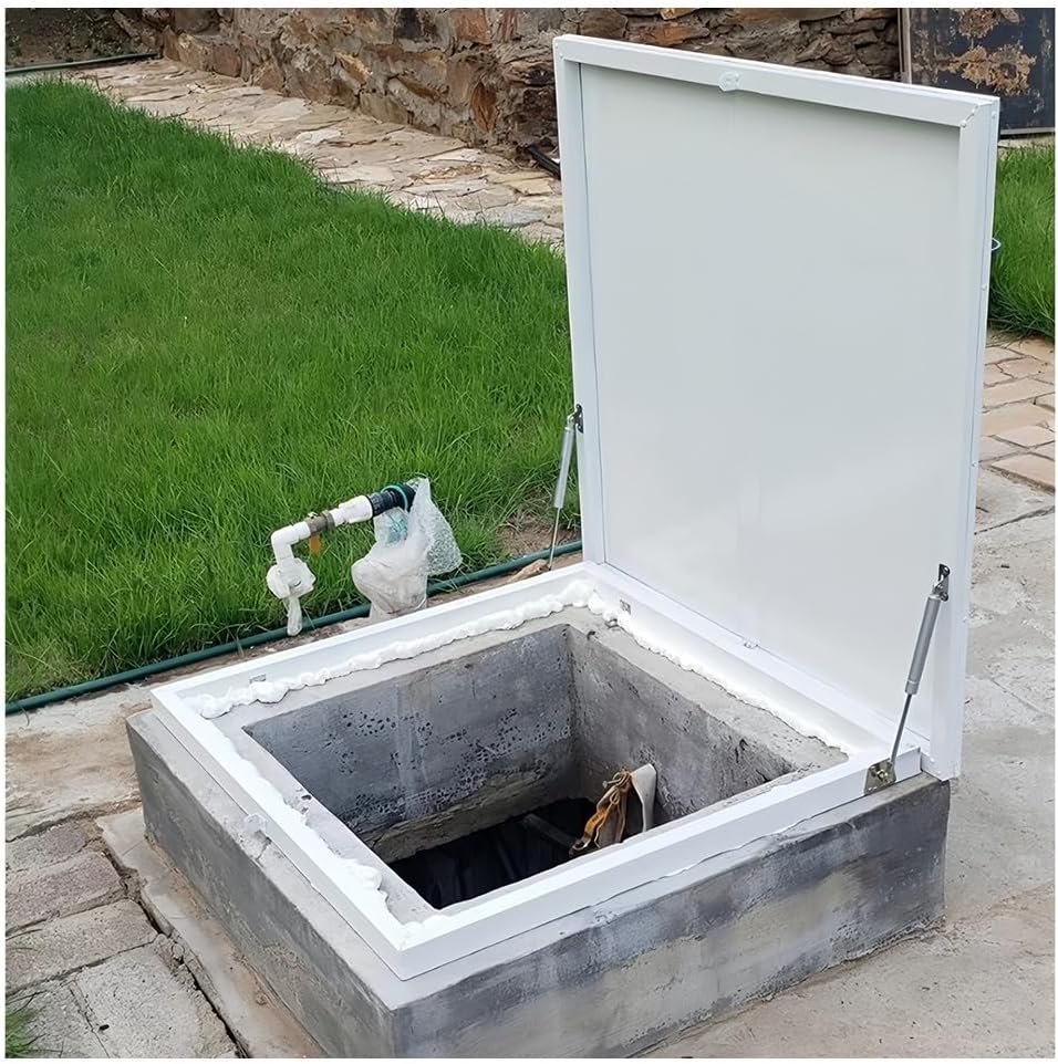 Aluminum Roof Access Hatch - Rainproof Basement Skylight with Gas Shock Strut & Handle, Emergency Escape Lid for Villas, Factories & Homes (97x97cm/38.2x38.2in)