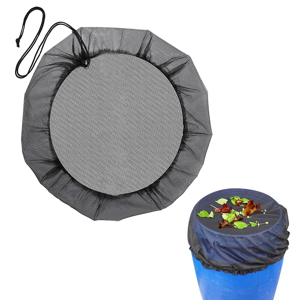 YUJUVI Lot De 2 Filets Pour Citerne D'Eau De Pluie Ø 100 Cm - Housse Anti-Feuilles Et Insectes Avec Cordon De Serrage, Polyester Robuste Noir