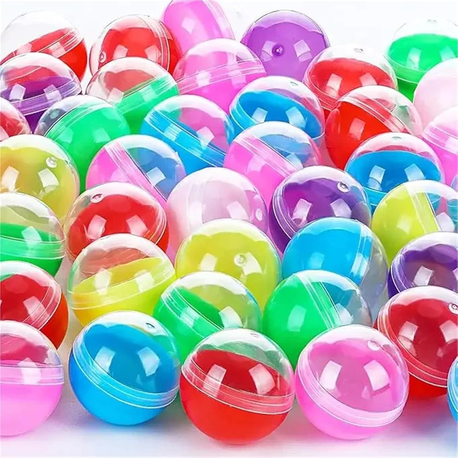 Vending Machine Capsules 200pcs Colorful Translucent Capsules Mini 32MM Clear Colored Empty Round Capsules Plastic Capsule Vending Machine Easter Party for Prizes Party Favors Supplies(HALF CLEAR)
