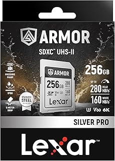 Lexar ARMOR SILVER PRO SDXC UHS-II メモリーカード256GB 最大読取速度 280MB/s 最大書込速度 160MB/s 6K対応 プロフェッショナル動画撮影対応 メーカー