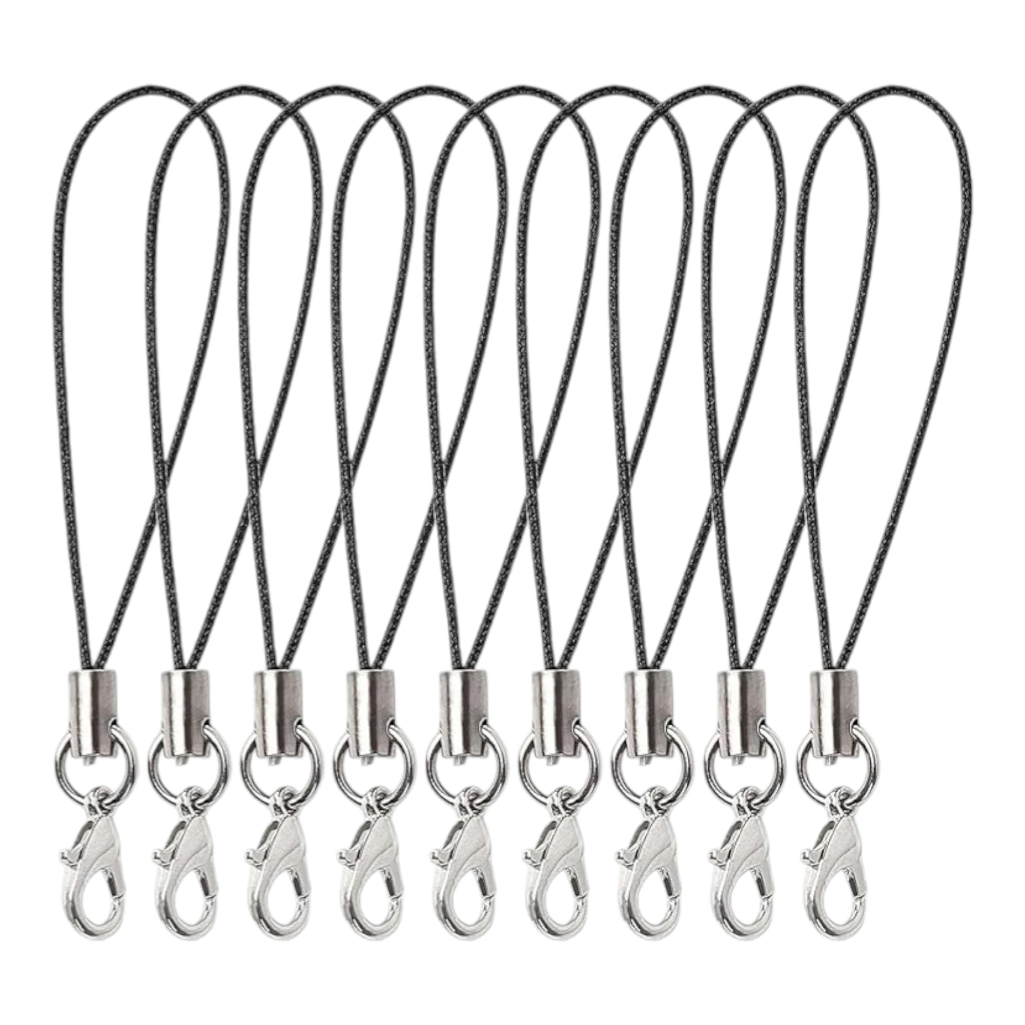 Adjustable Phone Strap Ribbon with Hooks Set of 10 Black-image-29
