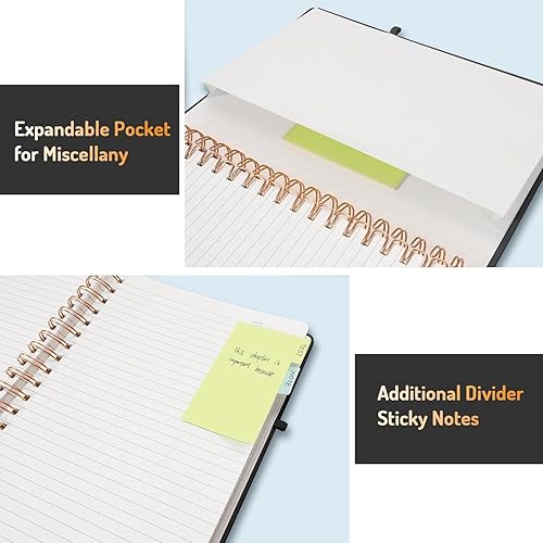 Vista 54 de Forvencer Cuaderno rayado en espiral con 300 páginas numeradas, diarios gruesos A5 para escribir con papel de 3.53 oz/m², cuadernos de tapa dura
