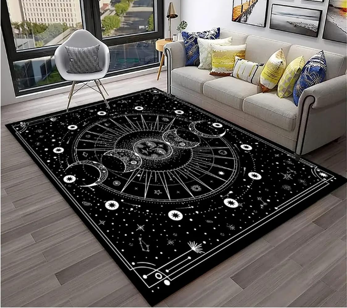 Tapis de sol tarot pour un salon à l'ambiance horreur et mystique