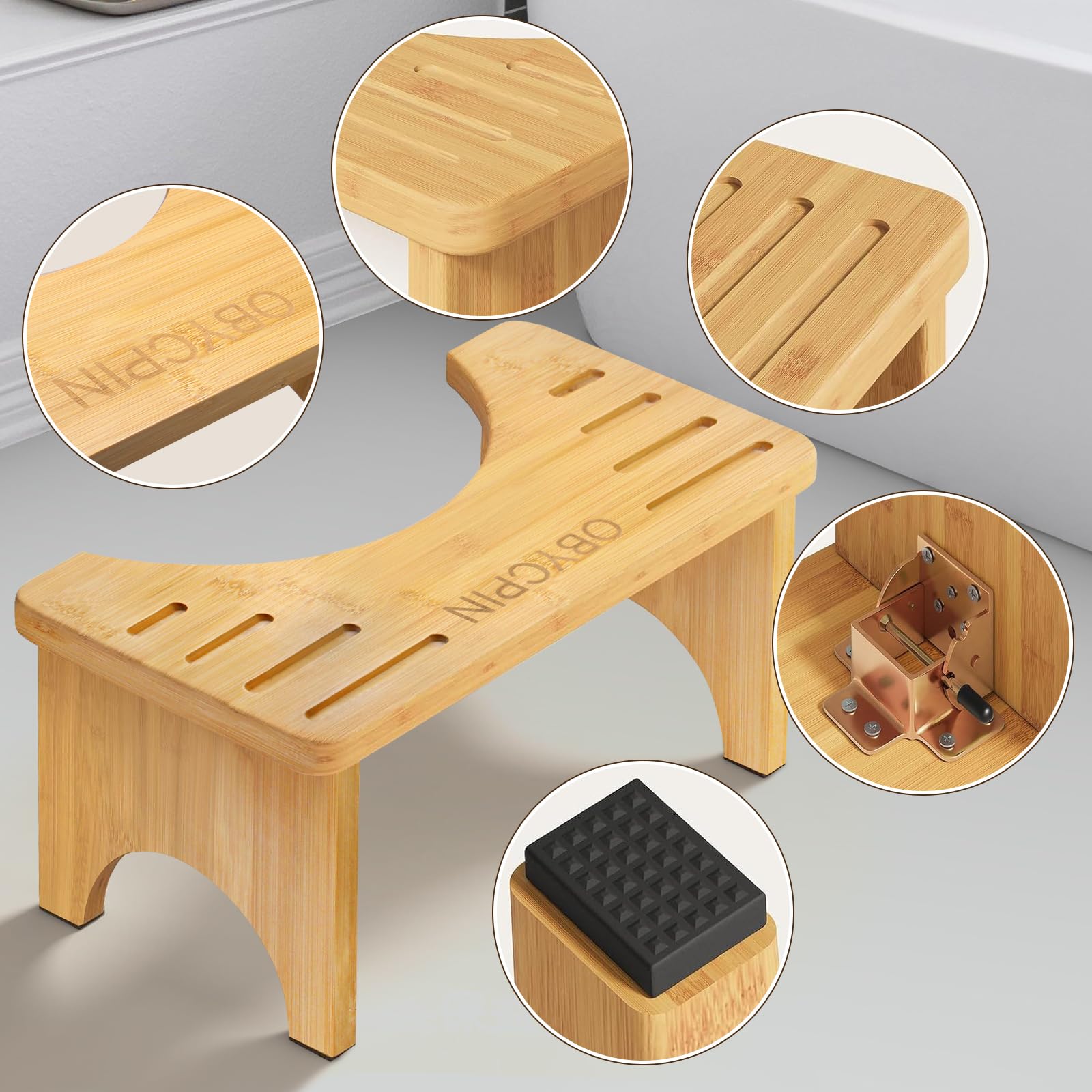 Tabouret de Toilette en Bambou Pliable Ergonomique - Marche Pied WC Stable Antidérapant Compact et Portable - Aide à Soulager la Constipation et Les Ballonnements - Adultes & Enfants