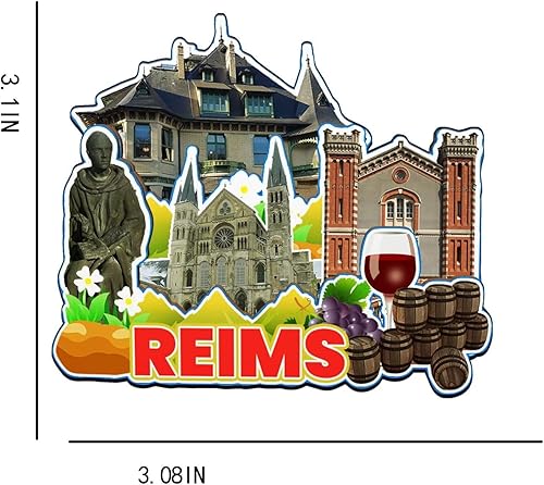 Miniatura 3 de Reims Grand Est France - Imán de madera para nevera, monumentos 3D, recuerdos coleccionables, decoración hecha a mano -2881