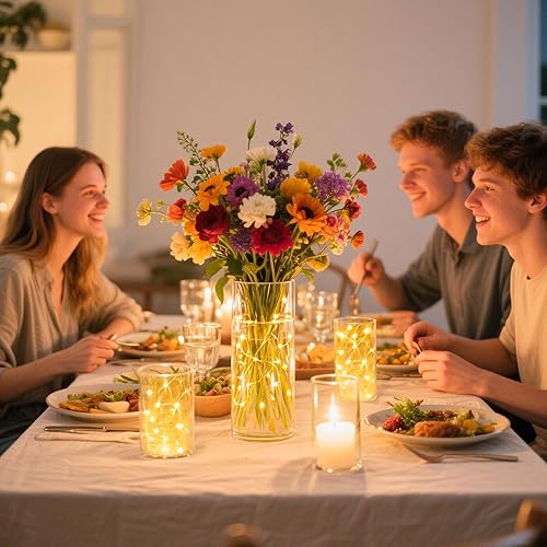 Miniatura 6 de DomeStar 4 jarrones cilíndricos de vidrio para centros de mesa, 4, 6, 8, 10 pulgadas de alto para ramo, vela flotante, decoración del hogar y boda