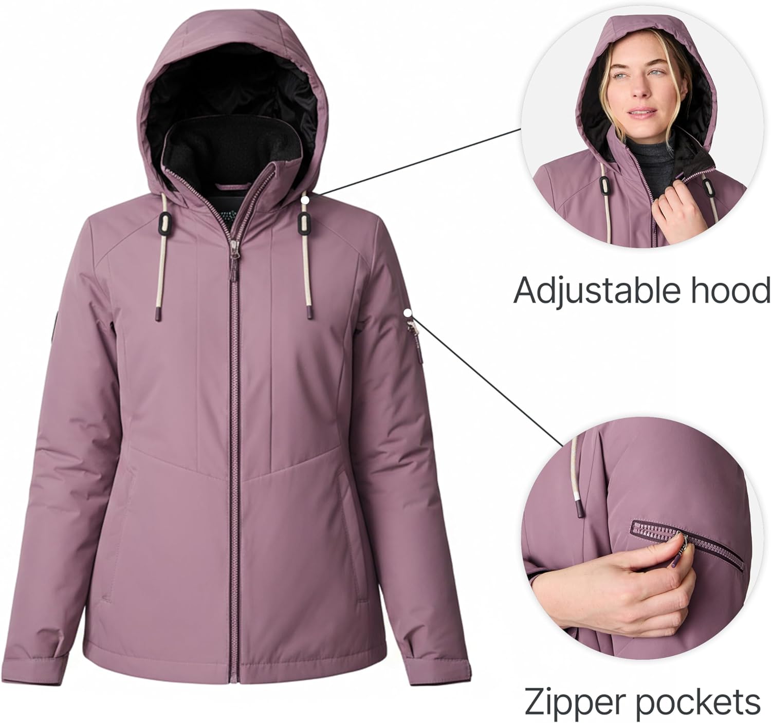 Free Country Women's 3 in 1 Ski Winter Jacket Water & Wind Resistant Warm Insulated Lined Hooded Coat for Hiking Ski-BOB