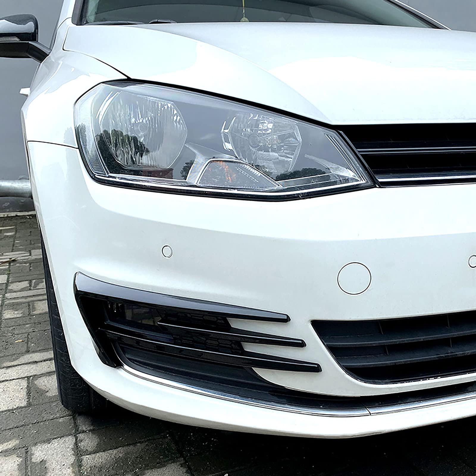 Ricambi Auto Modifica Esterna per VW Golf 7 2013-2016: Paraurti Anteriore Circonda Presa d'Aria Anteriore Spoiler Decorazione in Nero Lucido con Modello in Fibra di Carbonio in ABS