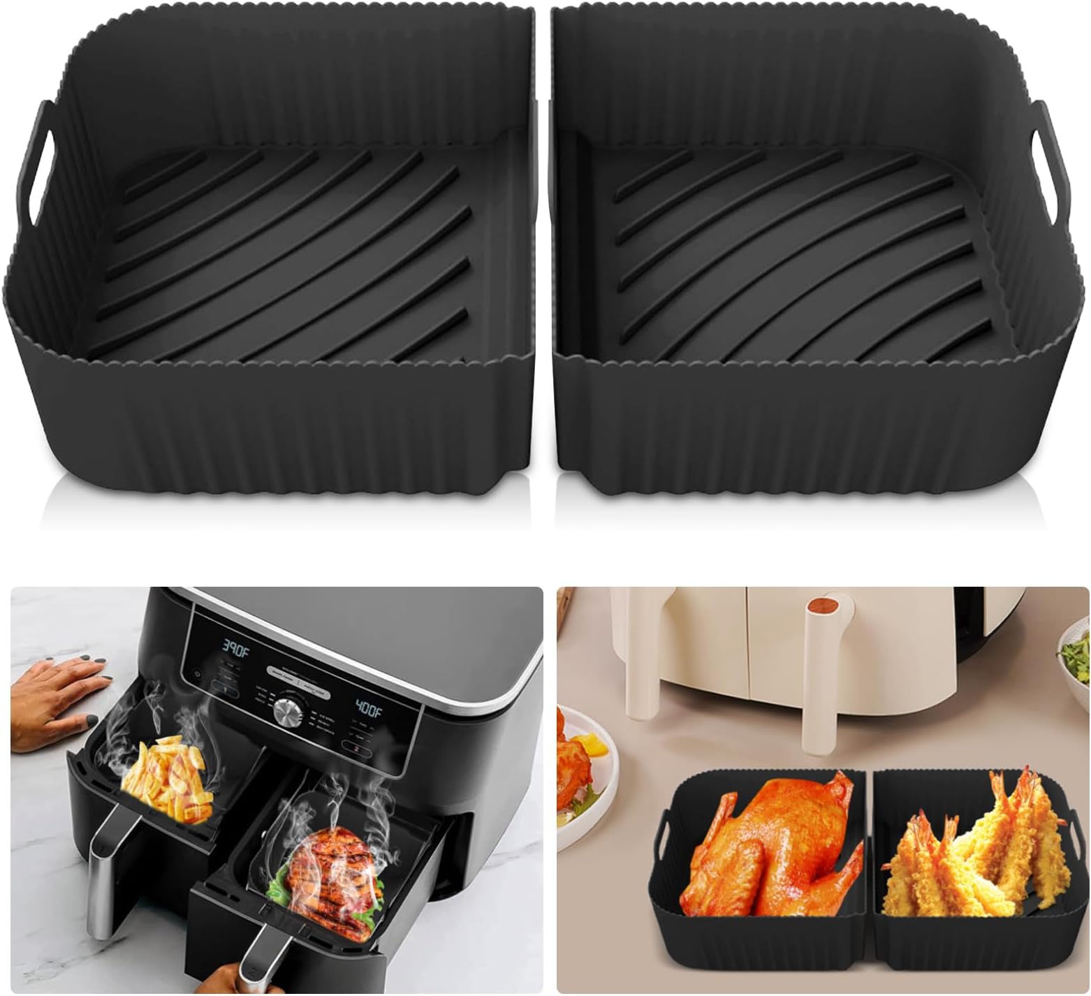 Set Van 2 Siliconen Wafelvormen - Herbruikbare Bakaccessoires Voor Belgische Wafels Geschikt Voor Ninja Airfryers