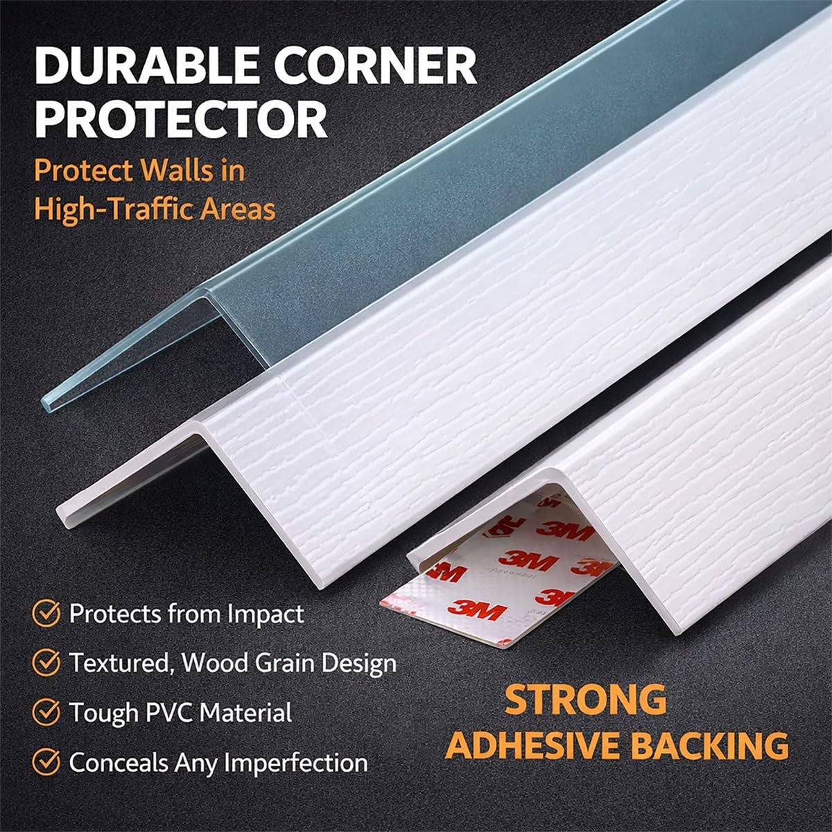 Protector de Esquinas Bebés y Niños, Tira de Protección Angular de PVC Suave, Parachoques Adhesivo para Esquinas de Mesa y Muebles, Seguridad Hogar para Mascotas(Glossy Black,5m/196.9in)