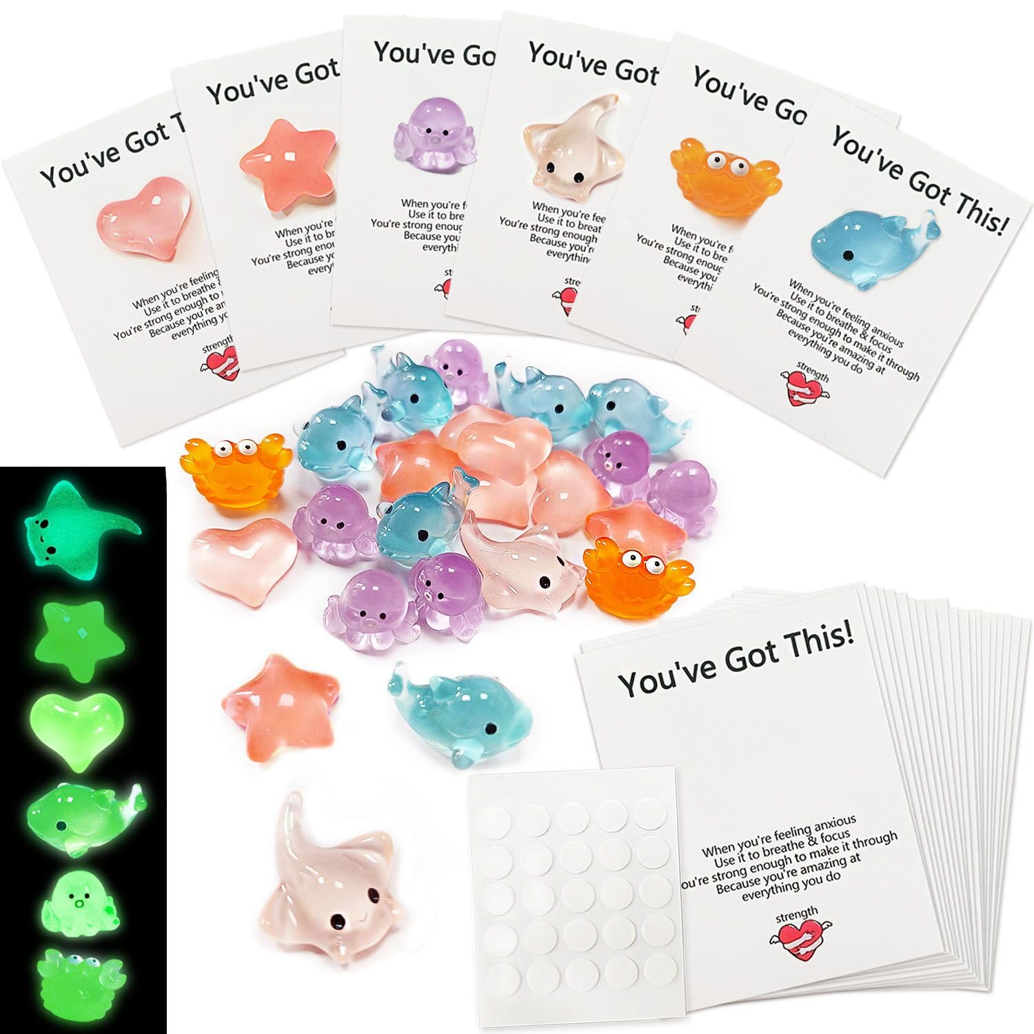OrgMemory 36 Sets Pocket Hug Cards, Glow in The Dark, for Birthdays, Graduation Season, Encouragement Greeting Card, Everyday Favors