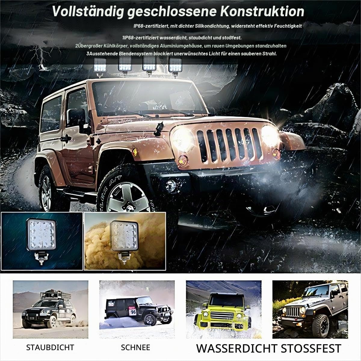 LED Arbeitsscheinwerfer 10 X 48W Mini Zusatzscheinwerfer 12V 24V Offroad Scheinwerfer Spotlight 6000K Wasserdicht IP68 für Trecker KFZ Bagger