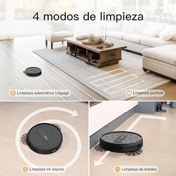 P20 Robot Aspirador, Succión 2800Pa Aspiradora Automática, Limpieza Zig-Za, Autonomía 120 Minutos, Control App/WiFi, para Pelo de Mascotas y Suelos Duros, Equipado con estación de Carga3