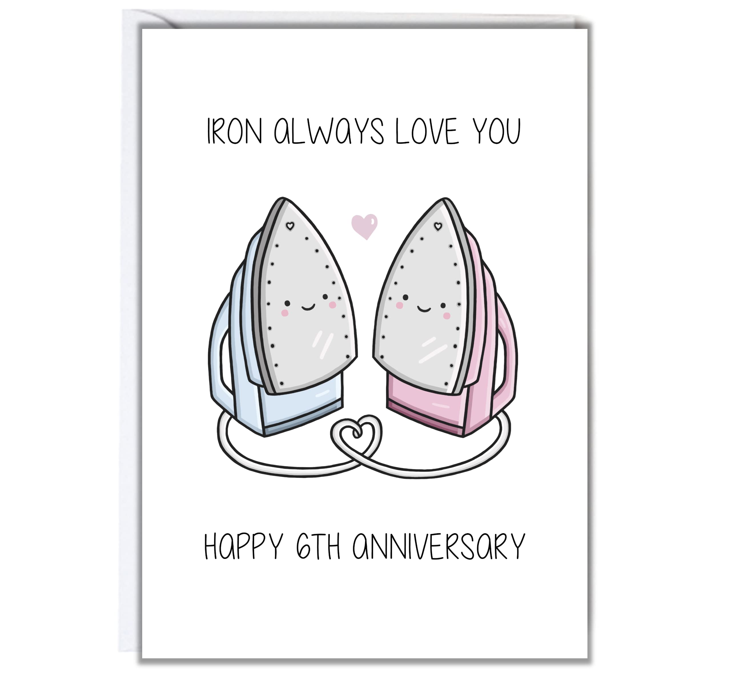 Happy 6th Anniversary Card - Iron Anniversary - Sixth Wedding Anniversary Card - Iron