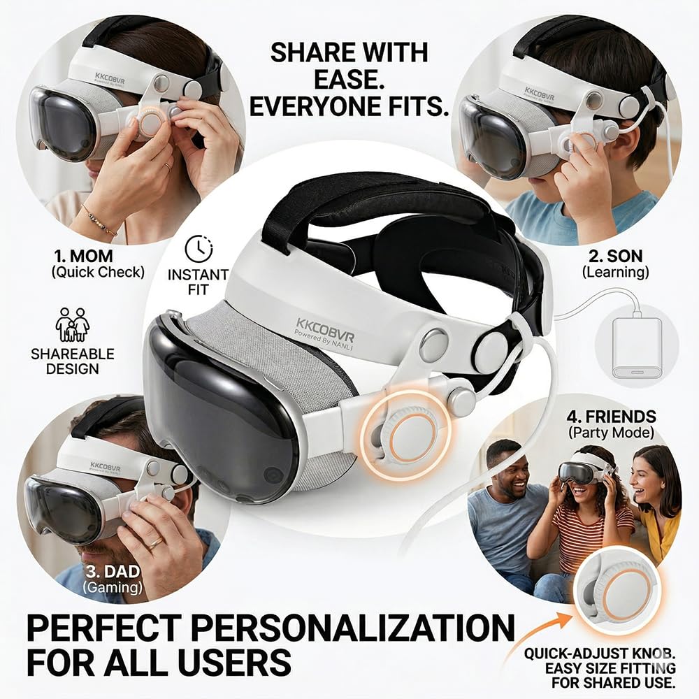 kkcobvr VP1 Sangle de tête confortable compatible avec casque Vision Pro VR