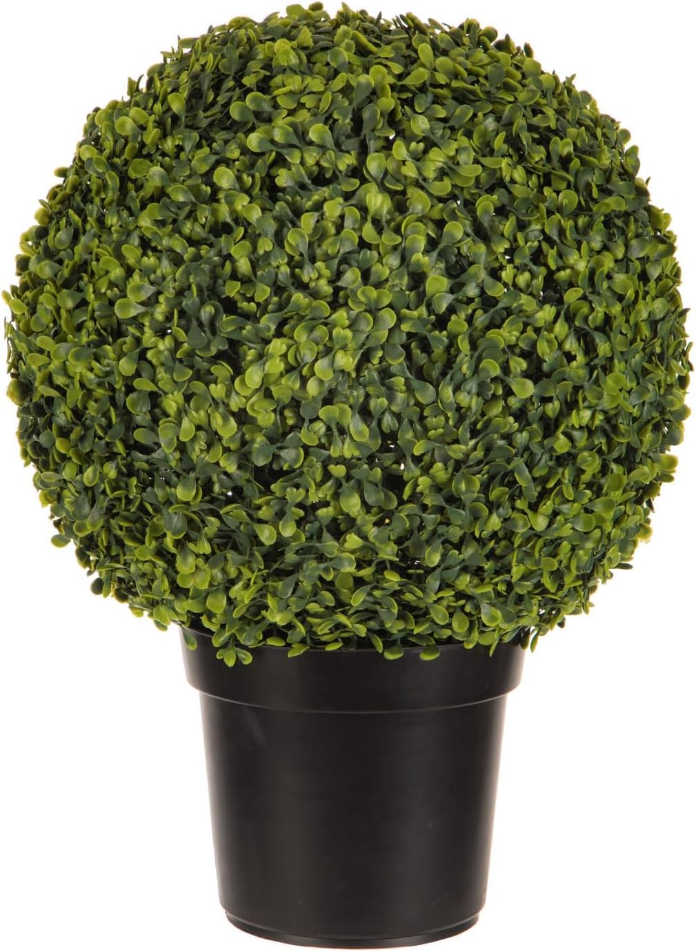 Hobby Lobby Round Boxwood Topiary, 19.63 Inches Height, 16 Inches Width, Green Plastic Leaves, Black Plastic Pot, Artificial