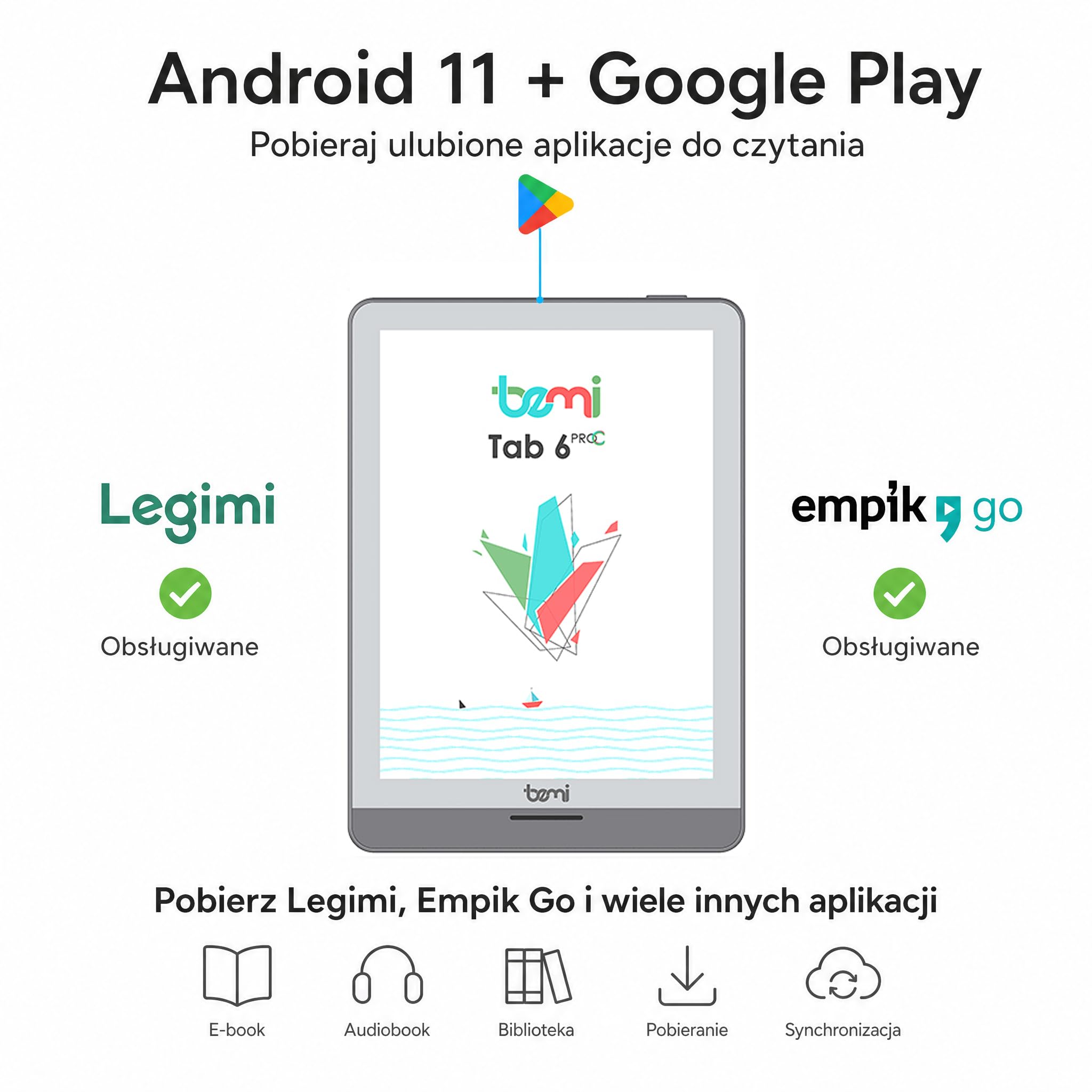 Bemi Cognita Tab 6 Pro C Lettore di eBook a colori da 6" E Ink Kaleido 3, Android 11, 32 GB, Wi-Fi 5, Bluetooth, Google Play, Grigio