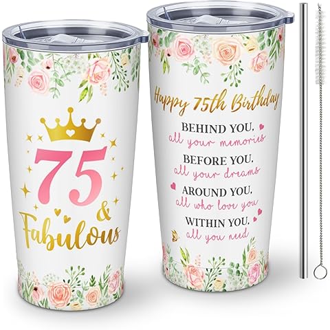 75th Birthday Gifts for Women - Gifts for 75 Years Old - 1950 Birthday Gifts, 20 oz...