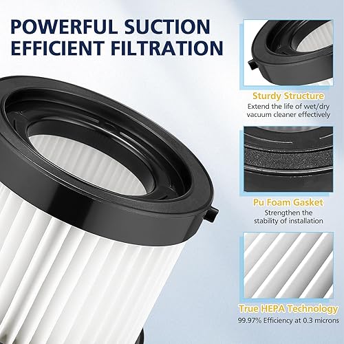 Miniatura 4 de Cabiclean Filtro seco HEPA de repuesto compatible con Milwaukee 49-90-0160, 49-90-1951, apto para aspiradora compacta 0882-20 M18, paquete de 2