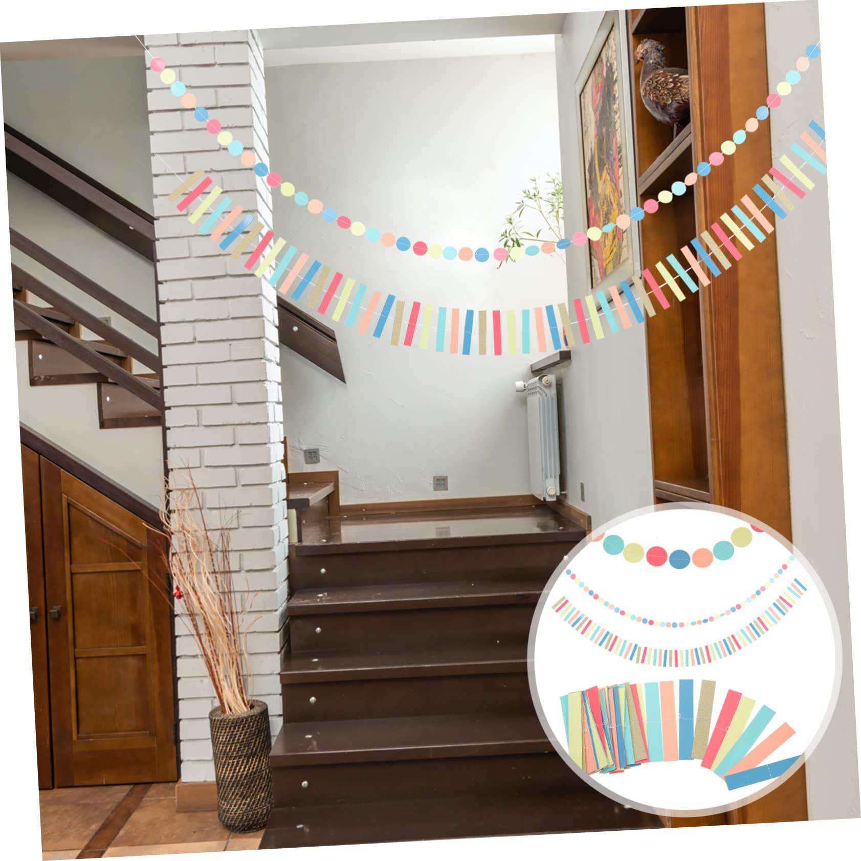 Abaodam 10 STK Latté Streamer-Hintergrund Punkt-luftschlangen-Girlande Pappmache Baby Gastgeschenk Für Den Ersten Schultag Regenbogen-Party-Girlande Bunte Girlande Der Kreis Zubehör Papier