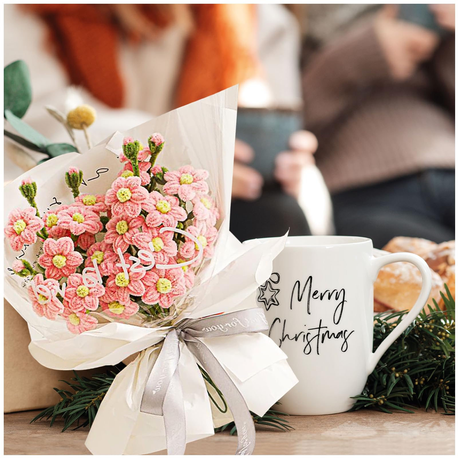 Pfeifenreiniger Blumen Set 500 Teile - Mit LED-Lichtleiste Für DIY Maiglöckchen & Tulpen