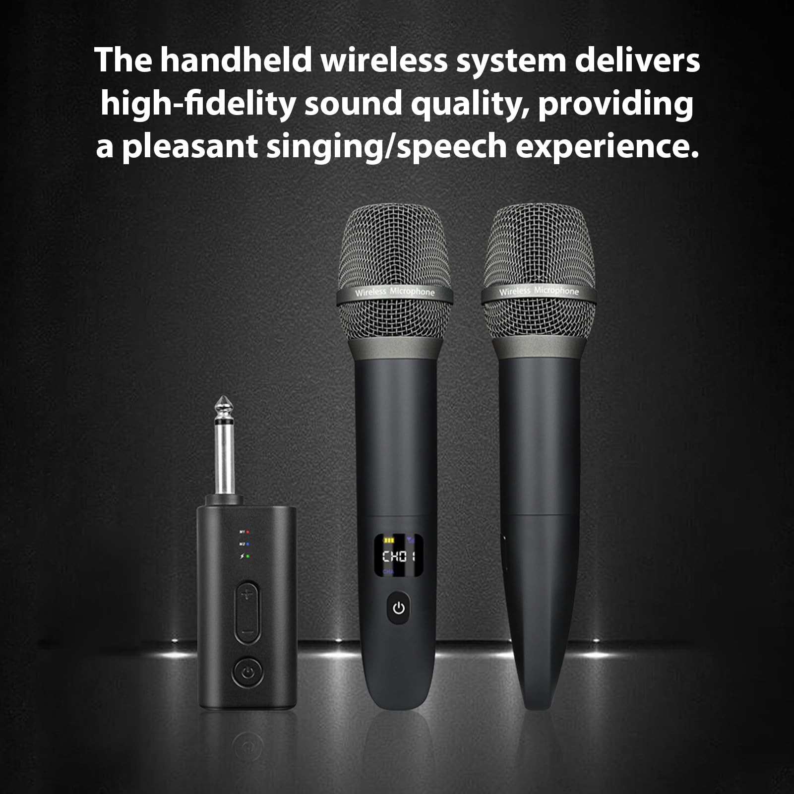 Fafeicy Doppio Microfono Wireless, Microfono Karaoke Digitale Senza Fili Ricaricabile a 2,4 GHz con Tecnologia di Blocco del Chip DSP, Ideale per Esibizioni Sul Palco e Feste in casa.