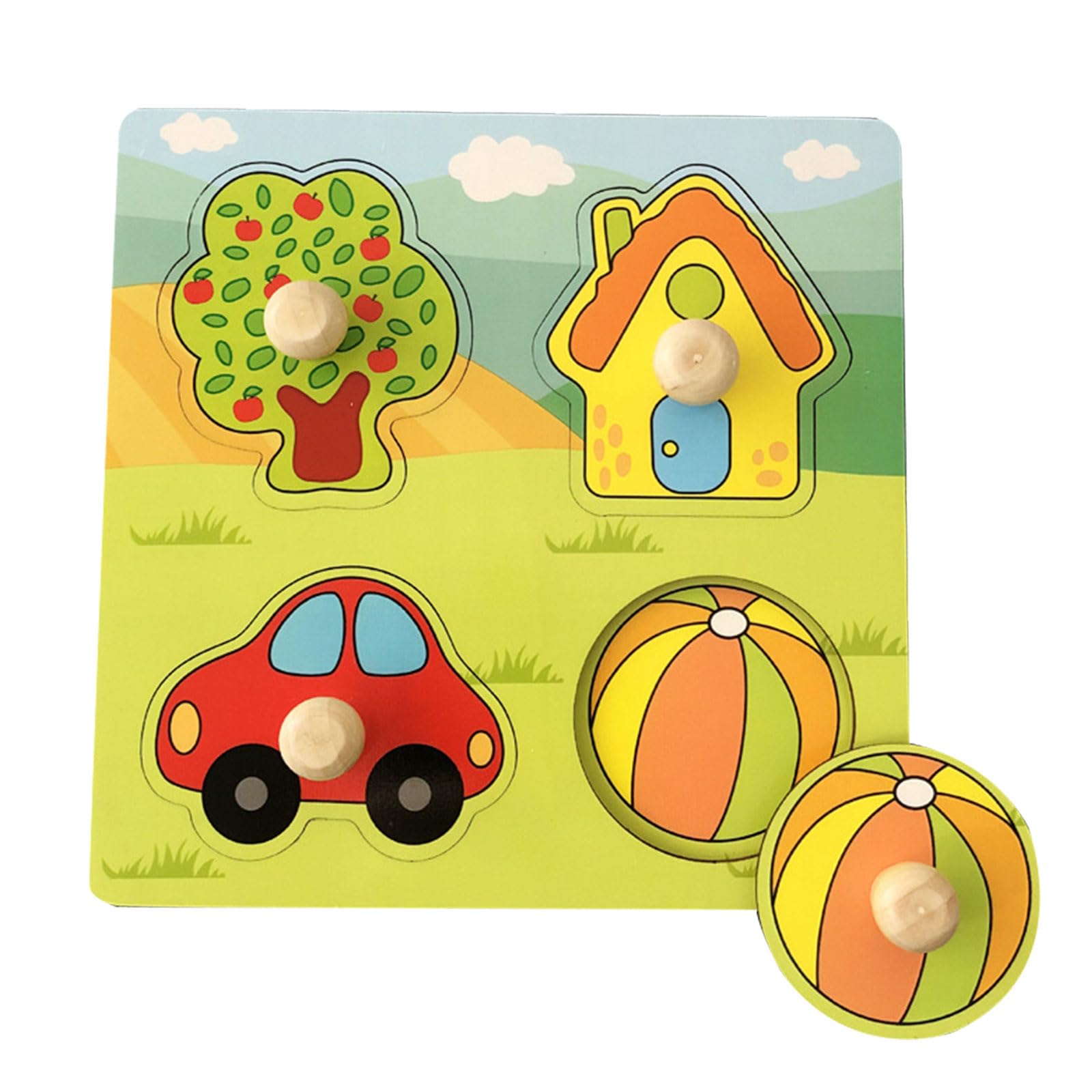 Holzpuzzle Für Kleinkinder Ab 1 Jahr, Motorik-Spielzeug Mit Großen Griffen – Sortierspiel Mit Bauernhoftieren, 14,5 X 14,5 Cm