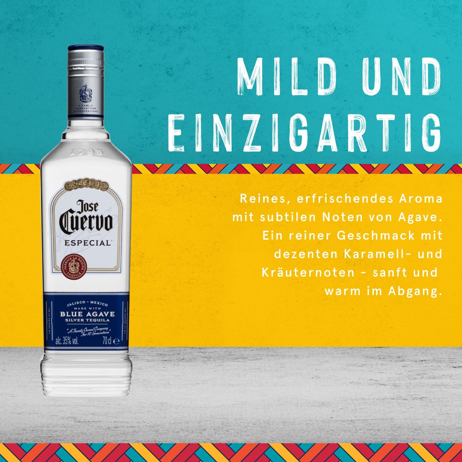Jose Cuervo Especial Silver Original Tequila Mexiko (1 x 1,0 l) – Original mexikanischer Tequila mit 35 % Vol. Alkohol