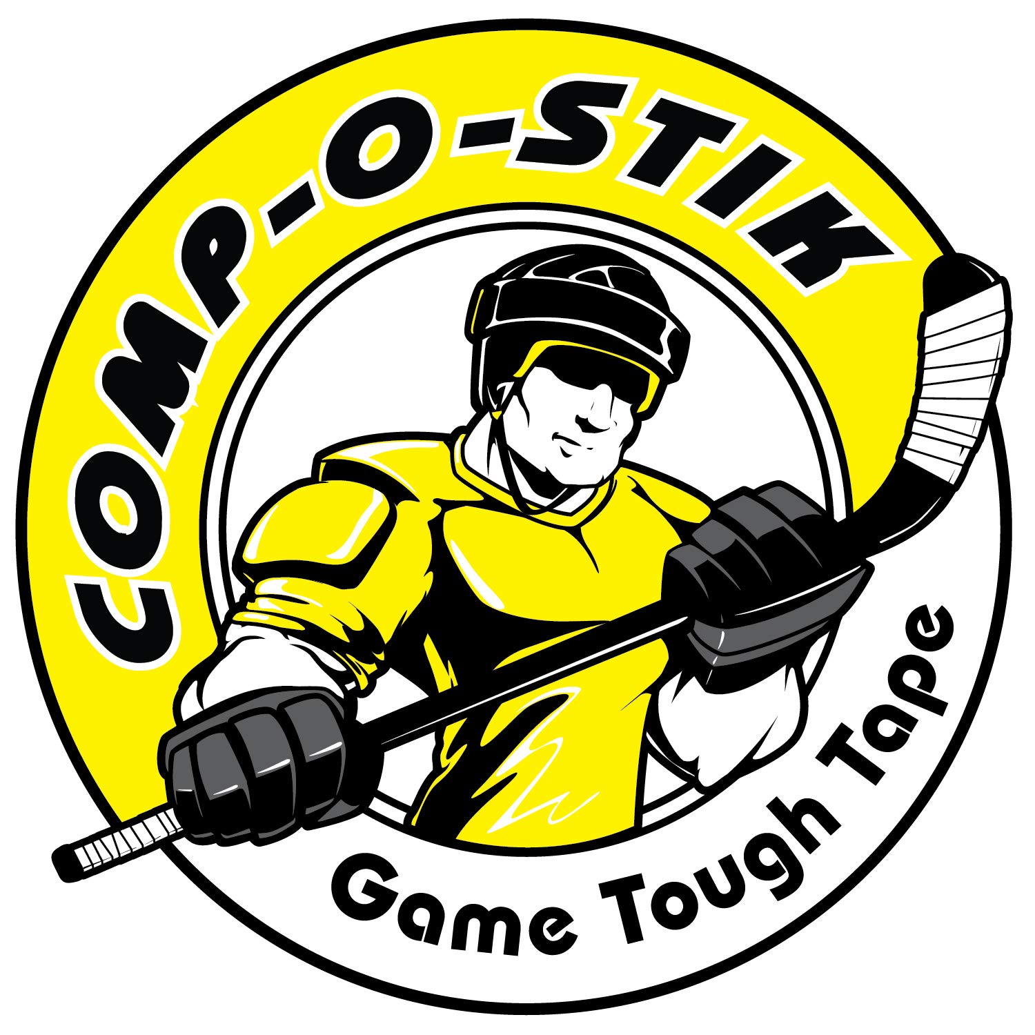 Hockey Tape Black for Sticks and Grips, Multi-Purpose Strong Durable Cloth Tape, COMP-O-STIK 4 Pack 24MM X 18M, Easy to Stretch and Tear, Exceptional Performance, Minimal Adhesive Residue