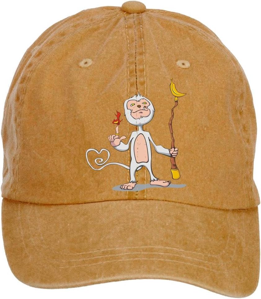 Qikdg Custom Adjustable Magic Monkey Baseball Caps-Washed 100% Cotton Brown