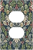 Vista 1 de William Morris Floral Boho Azul Medianoche Azul Bohemio Flor 1 Banda Dúplex Cubierta de Salida Decorativa Receptáculo Único Interruptor Eléctrico