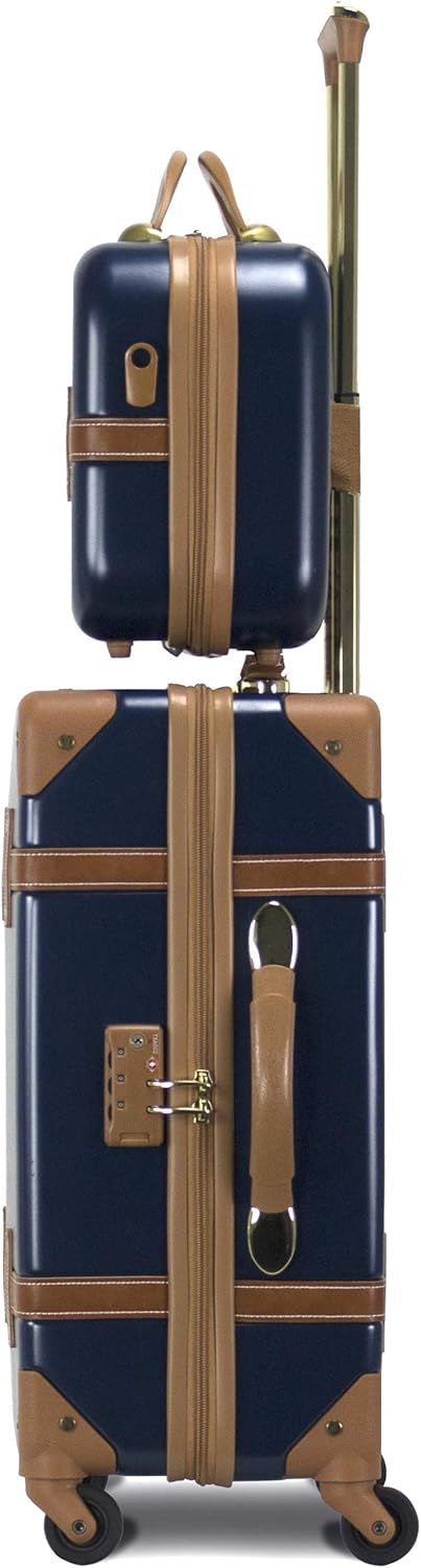 review Chariot Gatsby Vintage Style 2-Piece Hardside Carry-On Retro Train Case Spinner Luggage Set, Navy, (Tote/20-Inch)