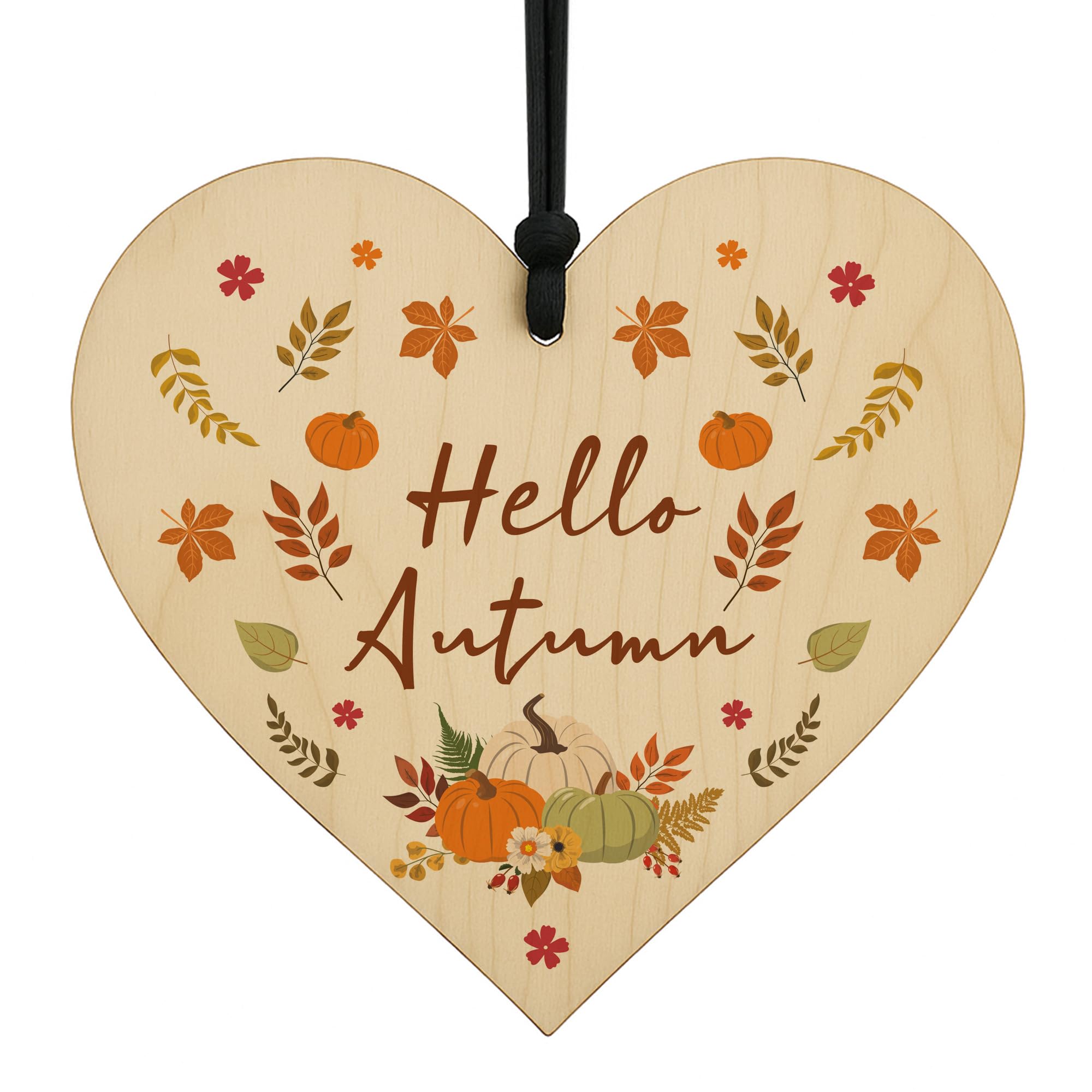 Red Ocean Hello Autumn Home Decor For Home Wooden Heart Hanging Plaque Autumnal Decorations Fall Thanksgiving Decor Signs