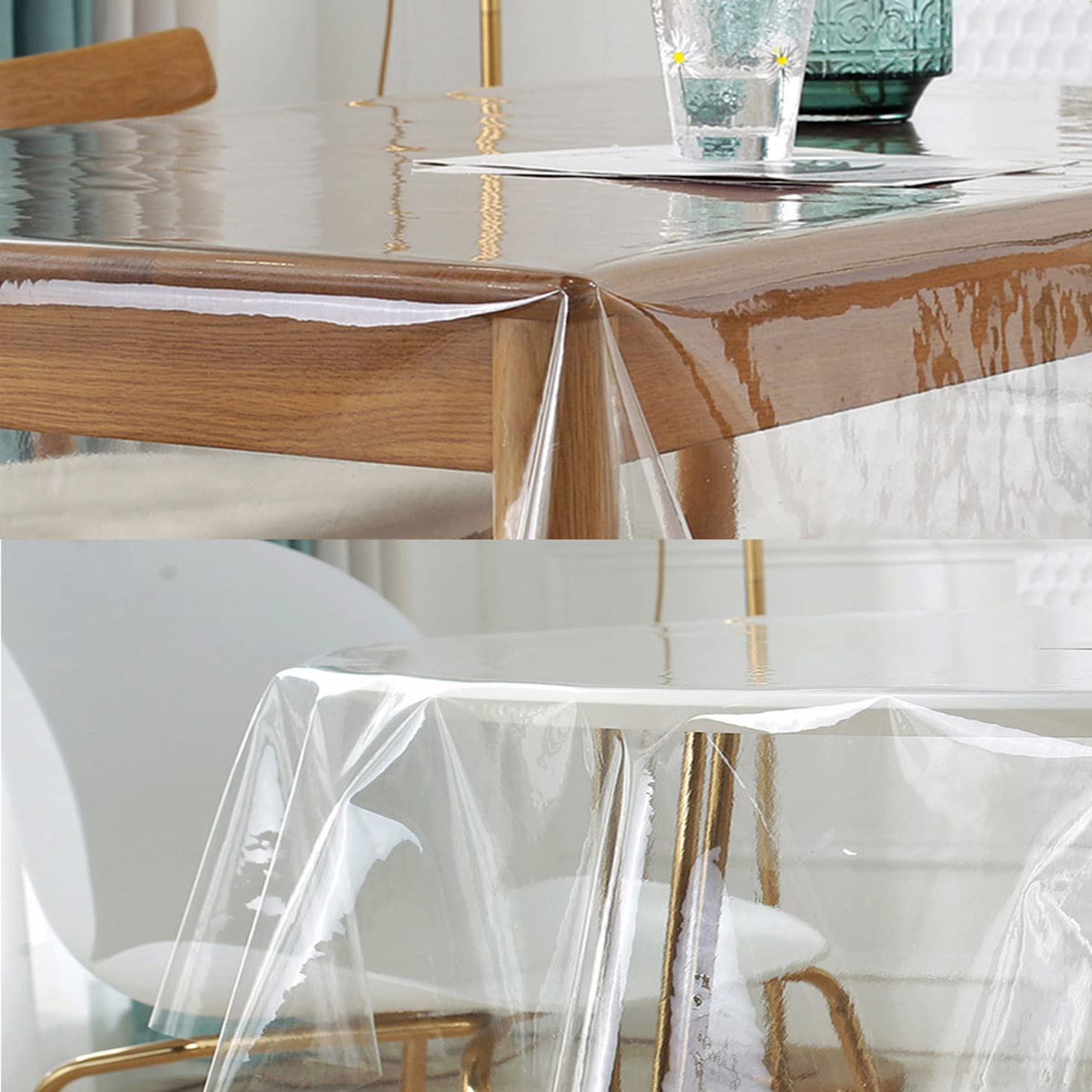 Nappe de protection rectangulaire en PVC transparent, nappe en verre souple, facile à nettoyer, imperméable à l'eau et à la poussière (150 x 200 cm)