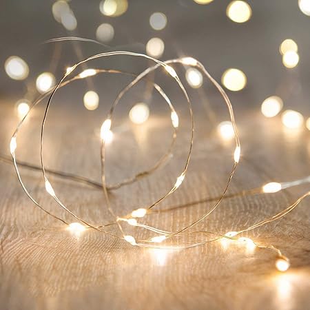 Citra Battery Operated Sliver String Light 1M 10 LED Decorative String Fairy Lights Warm White - Pack of 2
