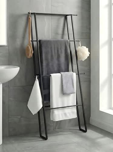 CANYAVE Metal Leaning Ladder Towel Rack, 4-Tier Blanket Stand for