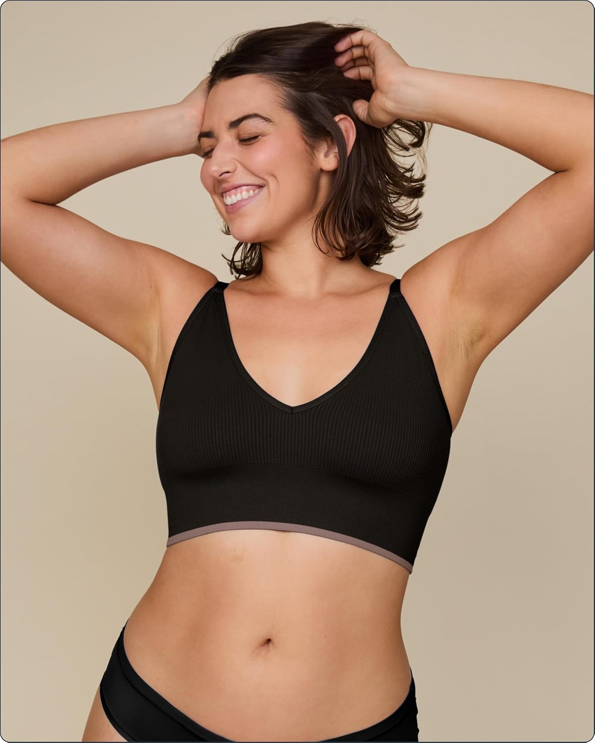 Harper Wilde Lounge Rib Triangle Bralette - Ultra-Soft & Lightweight Deep V Ribbed Bralette - Image 2