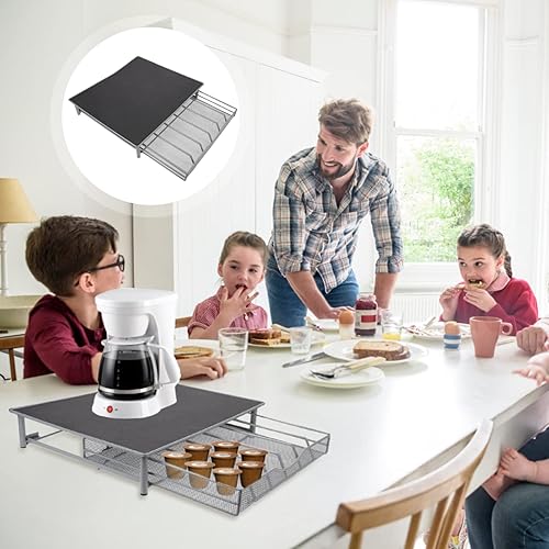 Miniatura 7 de Hemoton Cajón para cápsulas de café, compatible con K-Cups, 36 soportes, no enrollable, compacto debajo de la cafetera, cajón deslizante de