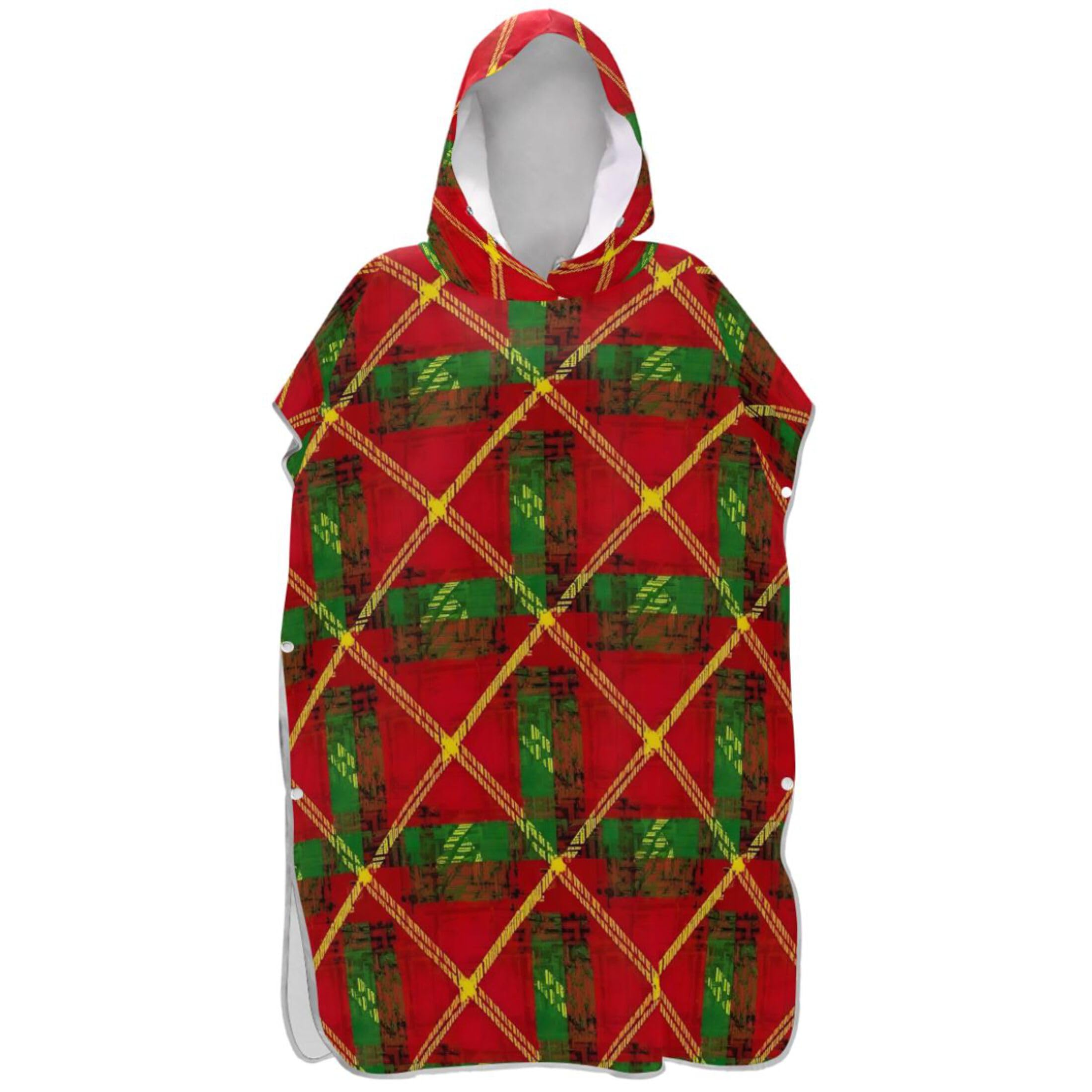Poncho de surf séchage rapide à motif écossais rouge et vert