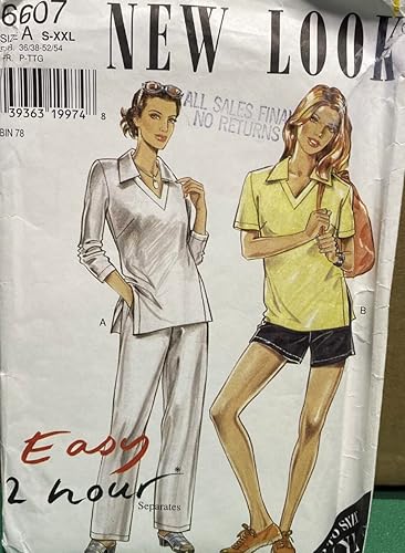 New Look 6607 - Patrón de costura para mujer, talla A (S-XXL) New Look 6607 - Patrón de costura para mujer, talla A (S-XXL)