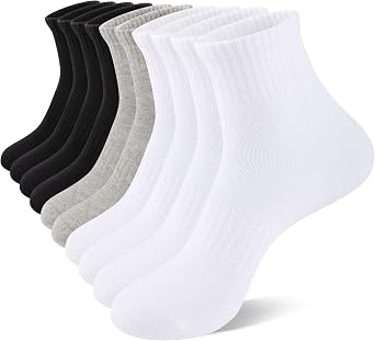 Heatuff Womens Ankle Quarter Socks Cotton Striped Athletic Casual Mini Crew Socks for Women 5 Pairs