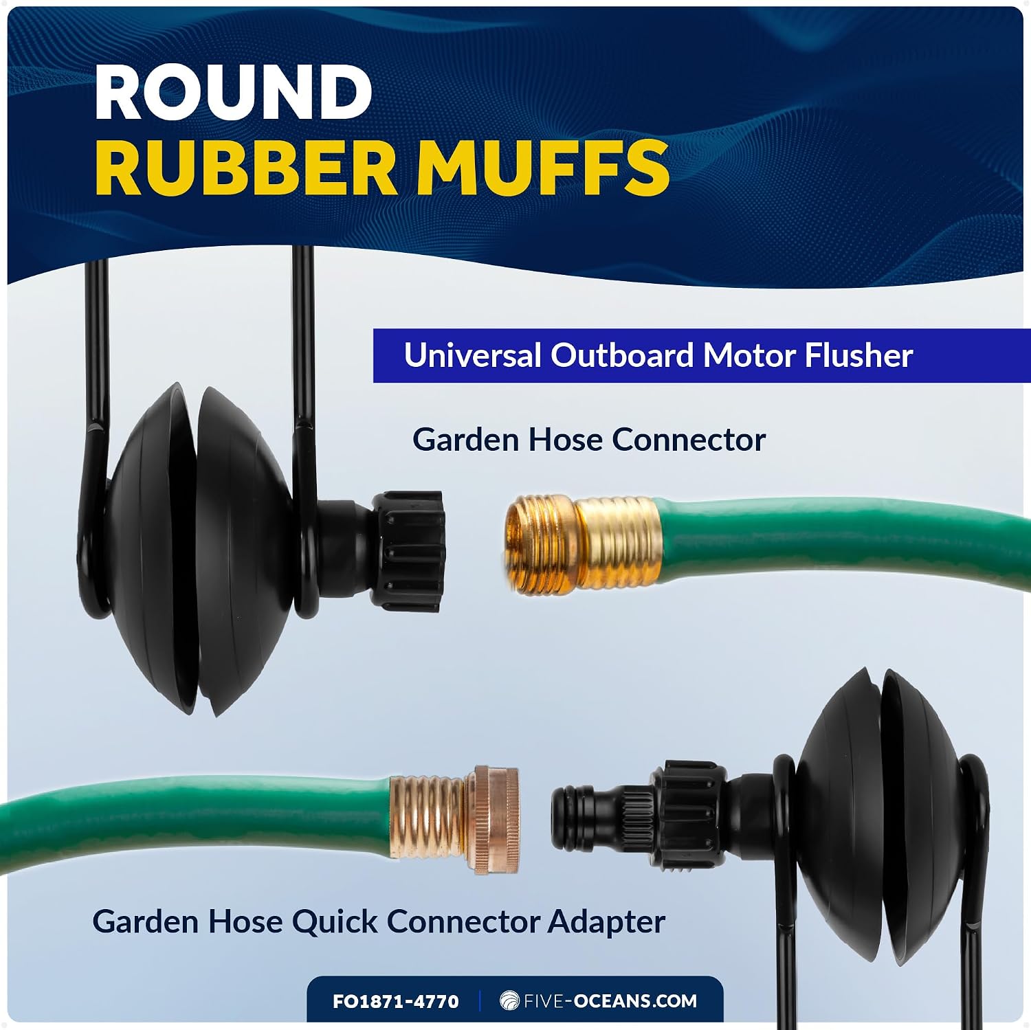 Five Oceans Universal Outboard Motor Flusher Muffs & Gear Oil Pump Set - Essential Marine Maintenance Kit for Efficient Engine Flushing & Gear Oil Changes