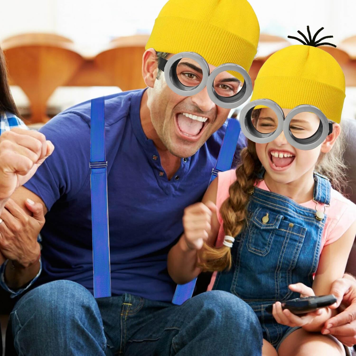 Halloween Costumes for Women Men, Goggles Glasses Yellow Beanie Gloves for Couple Family Cosplay Party Dress Up Accessories - Image 7