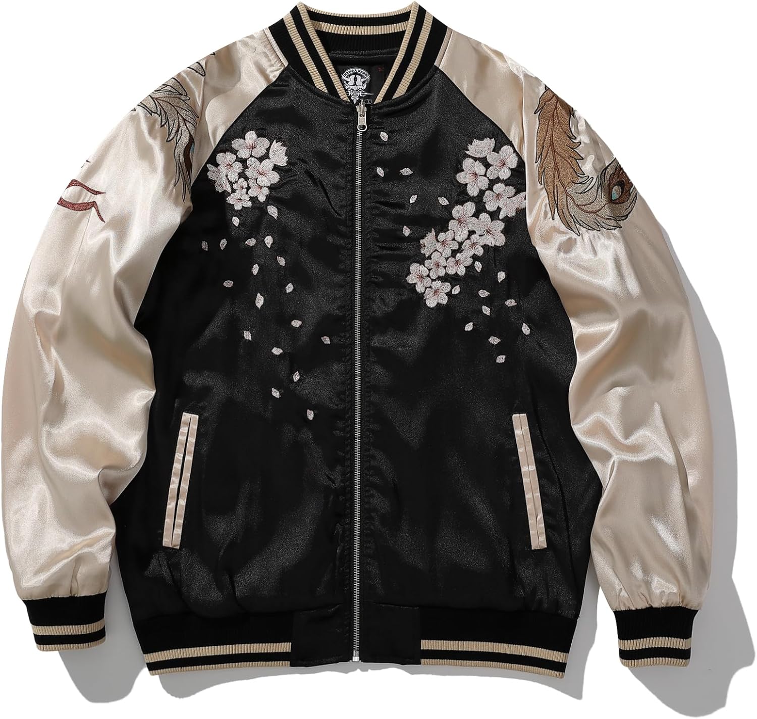 Phoenix Embroidery Men's Bomber Jacket Satin Japanese Style Streetwear Retro Windbreaker Coat for Spring Fall - Image 3