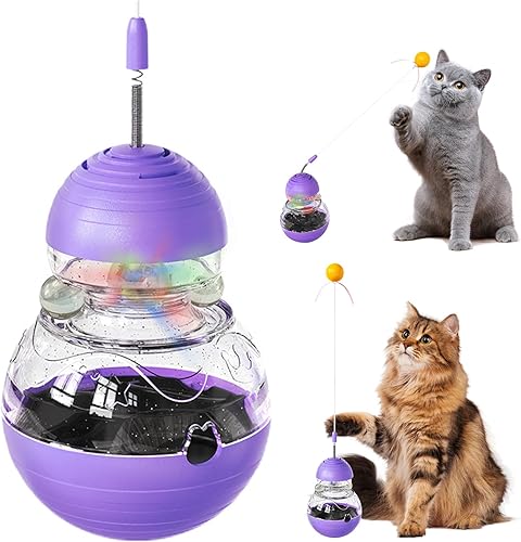 Miniatura 8 de Juguetes interactivos para gatos, varita atractiva, dispensador de golosinas de comida lenta y diseño de vaso para gatos de interior, duradero, no