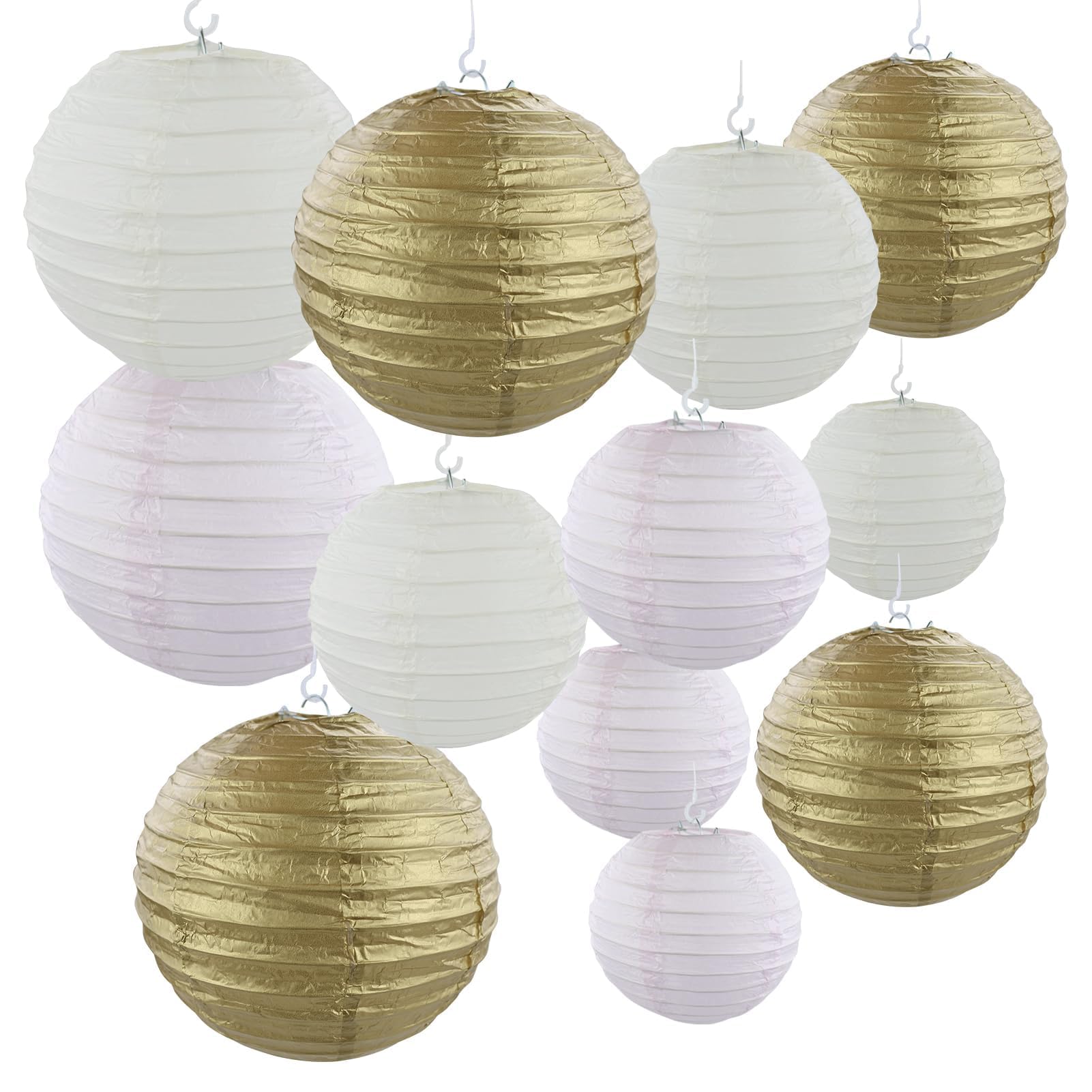 Lanternes En Papier Rouge - Décoration De Fête (Mariage, Anniversaire) - Diamètre 30cm, Lot De 5